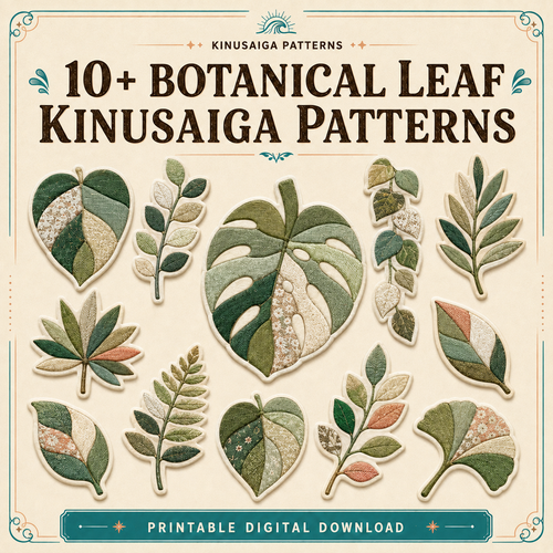10+ Botanical Leaf Kinusaiga Patterns printable digital download