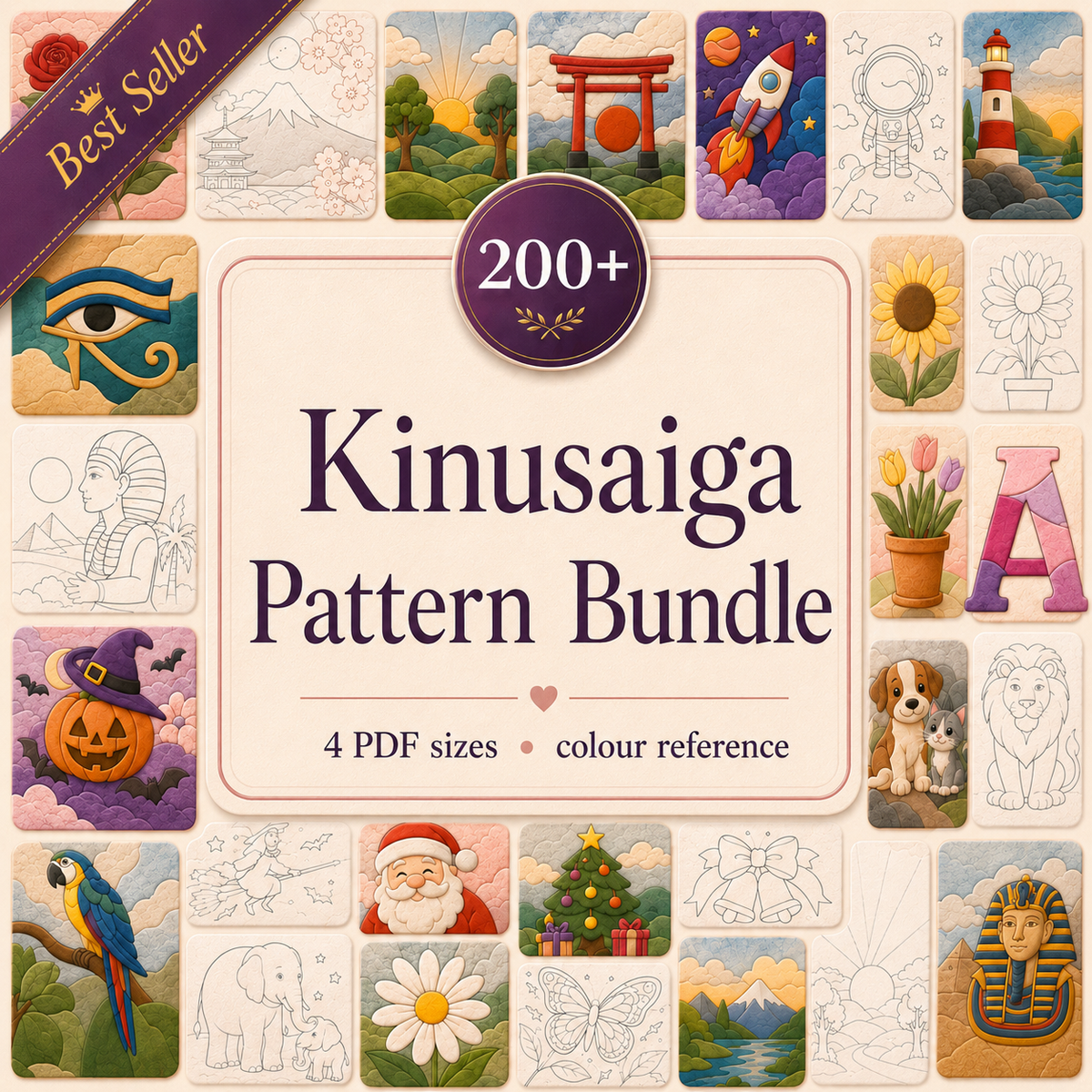 200+ Kinusaiga Pattern Bundle No-Sew Templates